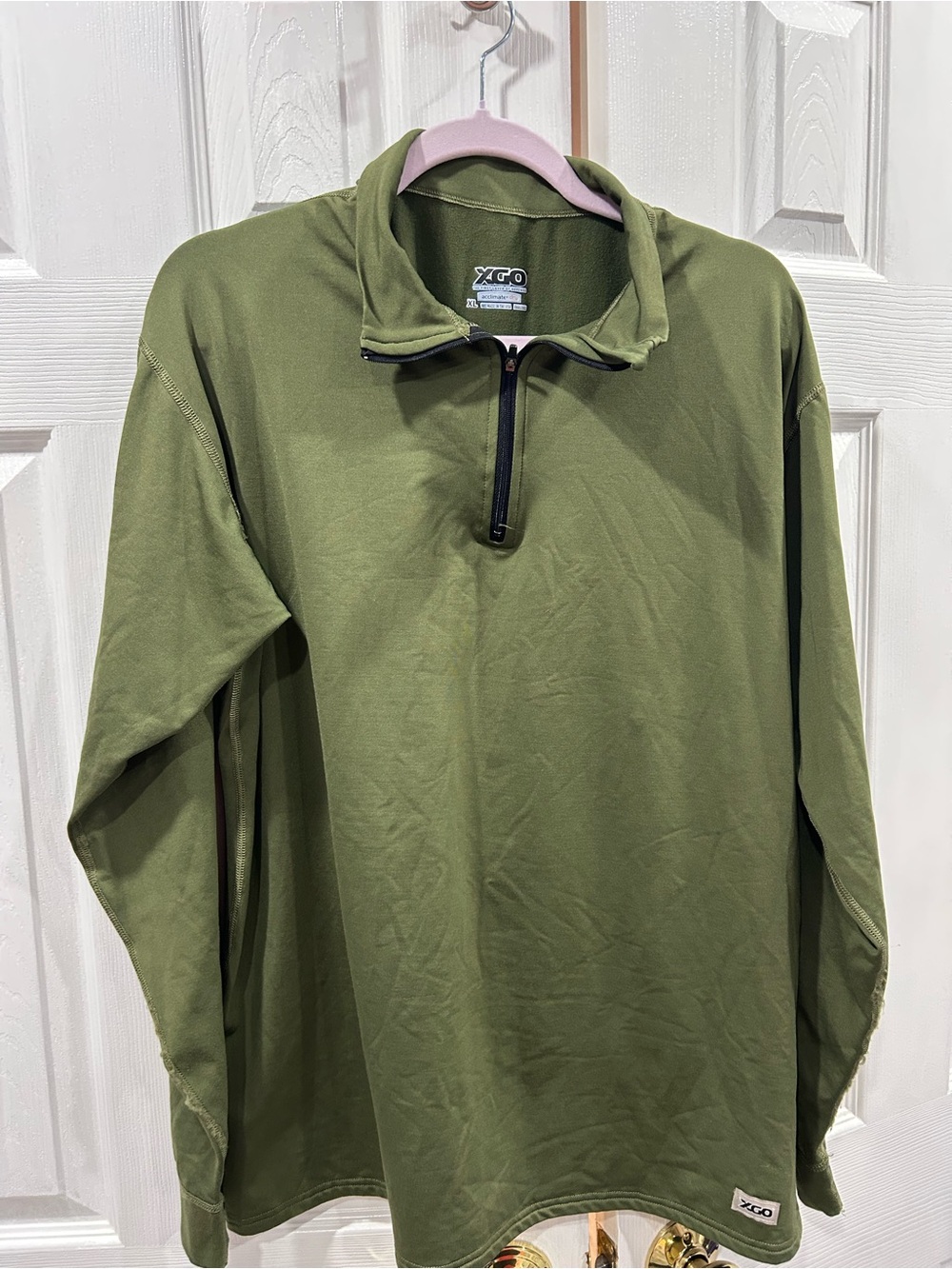 XGO Heavy weight performance Men’s Olive Green thermal Quarter-Zip Pullover